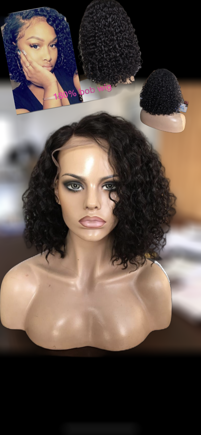 PHQ Natural Black / Brown  Water Wave Pixie Cut Glueless HD 5x5 Lace Short Curly Wig