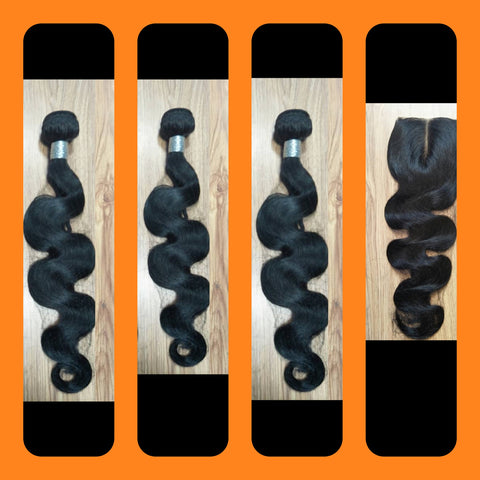 Three Body Wave Bundles (14-16-18Inches) FREE 14 Inch Closure